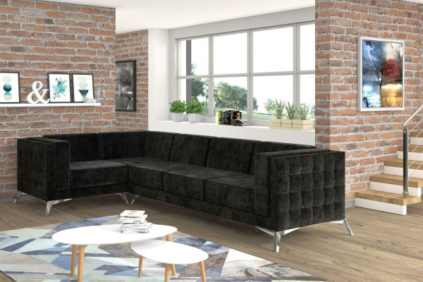 Chesterfield Corner sofa L-shape Fabric Design Couch Upholstery Seat Textile Sofa Corner new
