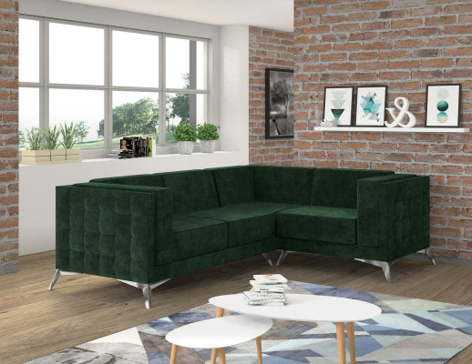 Corner sofa L-shape Sofa Couch Design Couches Upholstery Textile Modern Corner Suite Green