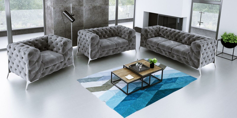 Designer Chesterfield Sofa Set Sofa Couch Upholstery Set 321 Seater Velvet Set