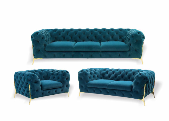 Luxury Chesterfield Upholstery Sofa set in Velvet 3+2 Seater Couch Set Suite