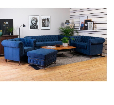 Luxury Chesterfield Designer Couches Leather Sofa Textile Fabric xxl big couches 3 pieces