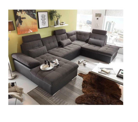 Corner sofa U-shape Sofa Living landscape Suite Bed function Design Upholstery