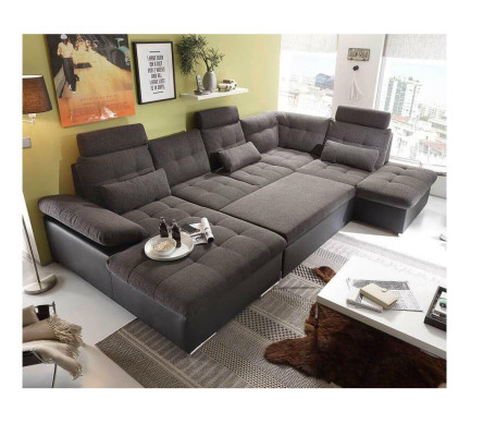 Corner sofa U-shape Sofa Living landscape Suite Bed function Design Upholstery
