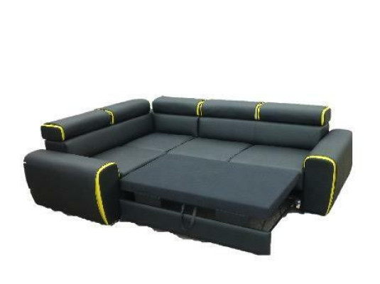 Design Corner sofa L-shape Bed function Couch Leather Textile Sofas Couches