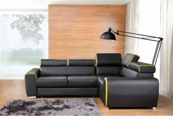 Design Corner sofa L-shape Bed function Couch Leather Textile Sofas Couches