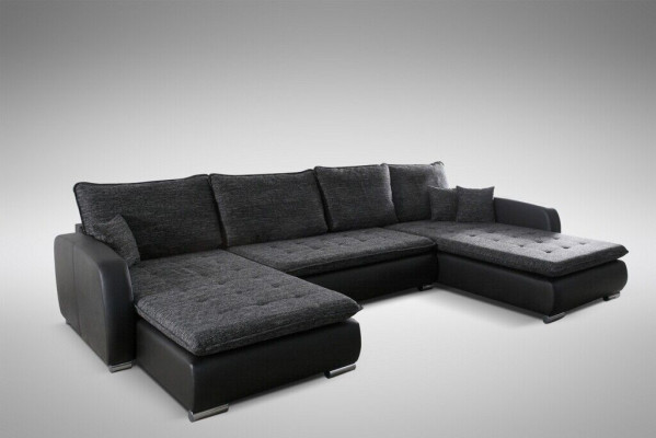 Design Corner sofa U-shape Bed function Couch Leather Textile Sofa new Living landscape