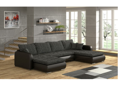 Design Corner sofa U-shape Bed function Couch Leather Textile Sofa new Living landscape