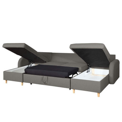 Design Corner sofa U-shape Bed function Couch Leather Textile Sofas Sofa bed