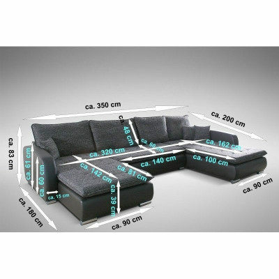 Design Corner sofa Sofa Elena Bed function Couch Upholstery Seat Corner Sofas XXL new