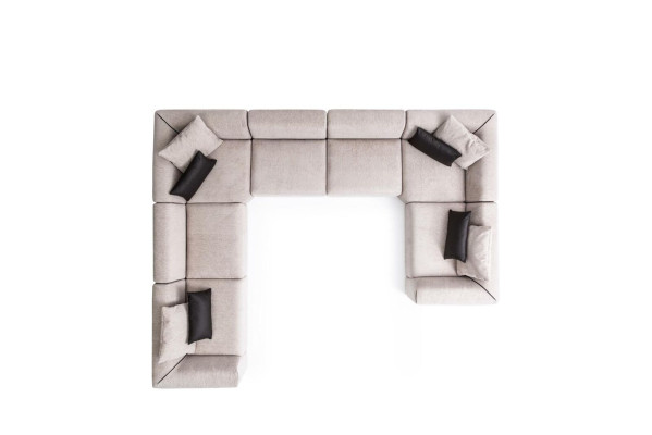 Corner sofa U-shape Living room Sofa Couch Beige upholstered sofa Living landscape