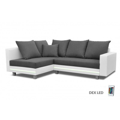 Design Corner sofa Sofa L-shape Bed function Couch Seat Corner Sofas Textile Upholstery LED