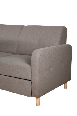 Corner sofa L-shape Sofa Couch Design Upholstery Modern Textile Bed function Gray Fabric