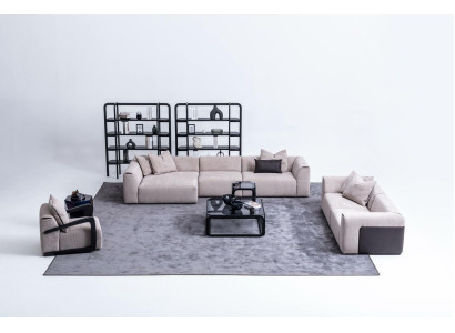 Seating group Taupe Living room Living landscape Upholstered furniture L-shape 3-piece