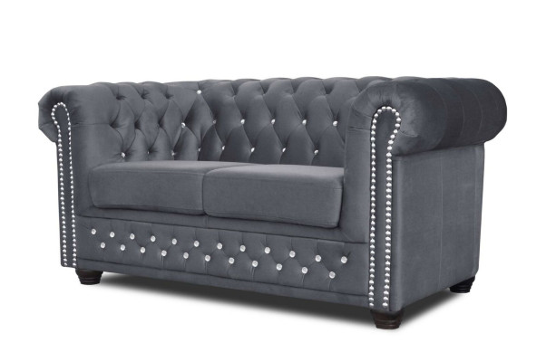 Chesterfield Textile Couch Upholstery 2-seater sofas couches black two-seater new