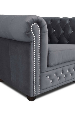Chesterfield Textile Couch Upholstery 2-seater sofas couches black two-seater new