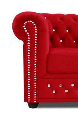 Chesterfield Textile Couch Upholstery 2-Seater Fabric Sofas Couches red Two-seater