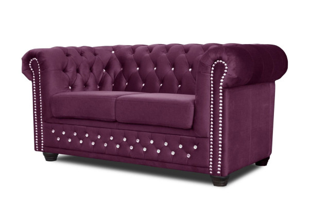 Chesterfield Textile Couch Upholstery 2-Seater Fabric Sofas Couches purple Two-seater