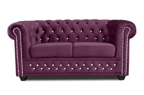 Chesterfield Textile Couch Upholstery 2-Seater Fabric Sofas Couches purple Two-seater