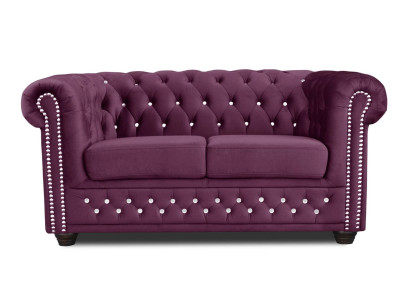 Chesterfield Textile Couch Upholstery 2-Seater Fabric Sofas Couches purple Two-seater