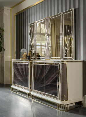 Luxury Chest of drawers Sideboard Sideboard Metal Gold Wardrobe Noble Chests of drawers new