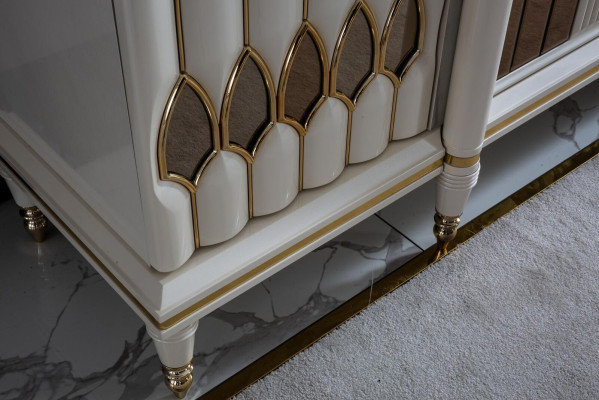 Dining room set white sideboard mirror modern luxury design elegant new 2 pieces.