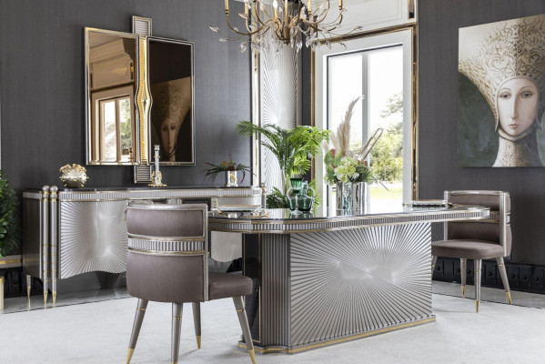 Silver Dining table Luxury Tables Furniture Dining Tables Table Silver Furnishings