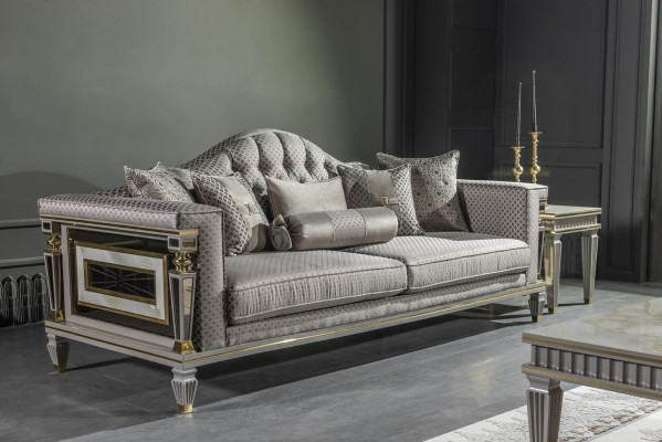 Silver Gray Sofa Couch Three Seater Luxury Furniture xxl couchen big sofas 235cm