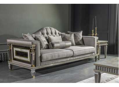 Silver Gray Sofa Couch Three Seater Luxury Furniture xxl couchen big sofas 235cm