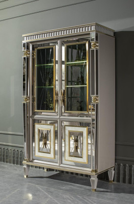 Luxury Display Case Fancy Furniture Wardrobe Showcases Glass Wood Cabinets