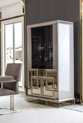 Display case Gray Dining room Luxury Furniture Metal Wood Design Wardrobe Elegant new
