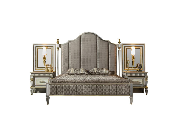 Bed Gray Metal Furniture Elegant Design Bedroom Luxury Beds new