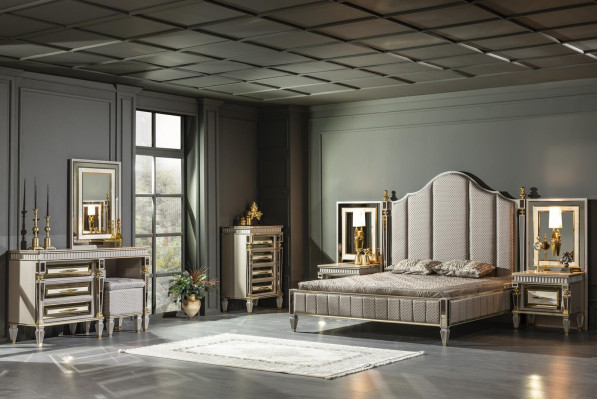 Bed Gray Metal Furniture Elegant Design Bedroom Luxury Beds new