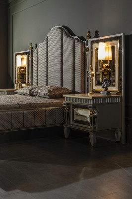 Bed Gray Metal Furniture Elegant Design Bedroom Luxury Beds new
