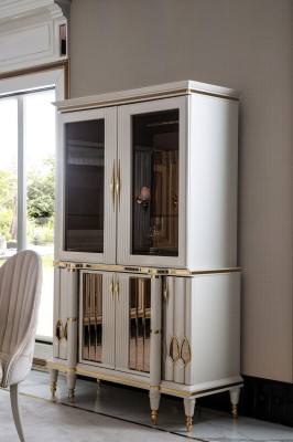 Display case White Wardrobe Furniture Dining room Furniture Wood Luxury Metal Showcases