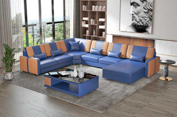 Large Living landscape Sofa Corner sofa U-shape Gray Imitation leather XXL Modern