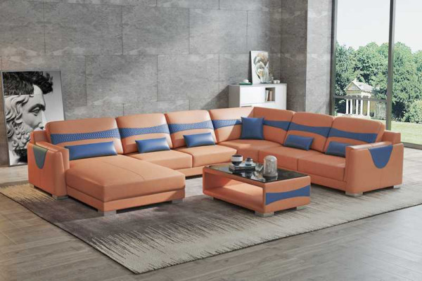 Living landscape Sofa U-shape Big Corner sofa Leather sofa Gray Imitation leather new