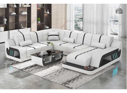 Modern Living landscape Sofa U-shape Corner sofa Designer sofa White Imitation leather