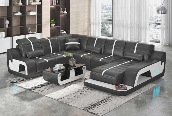 Modern Living landscape Sofa U-shape Corner sofa Designer sofa White Imitation leather