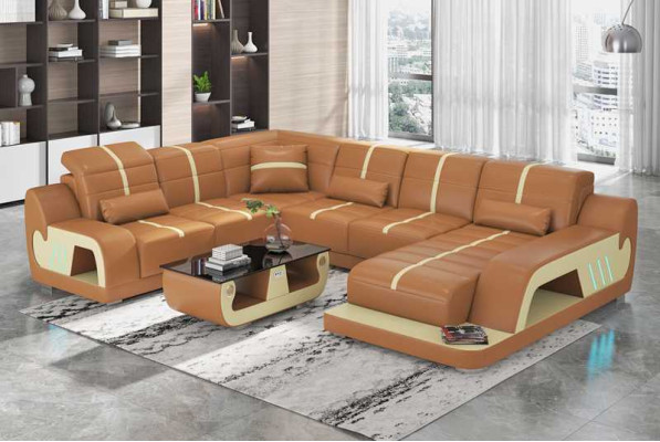 Modern Living landscape Sofa U-shape Corner sofa Designer sofa White Imitation leather