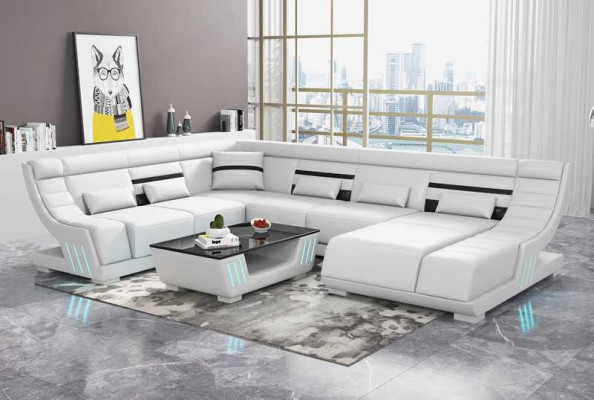 Design Sofas Living landscape Sofa U-shape Corner sofa Brown Couches Furniture