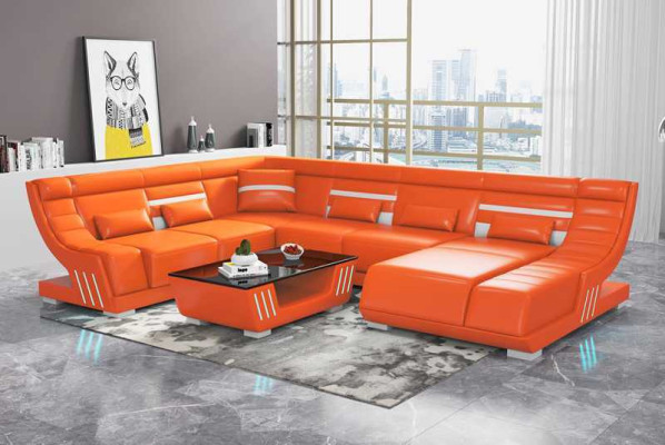 Design Sofas Living landscape Sofa U-shape Corner sofa Brown Couches Furniture
