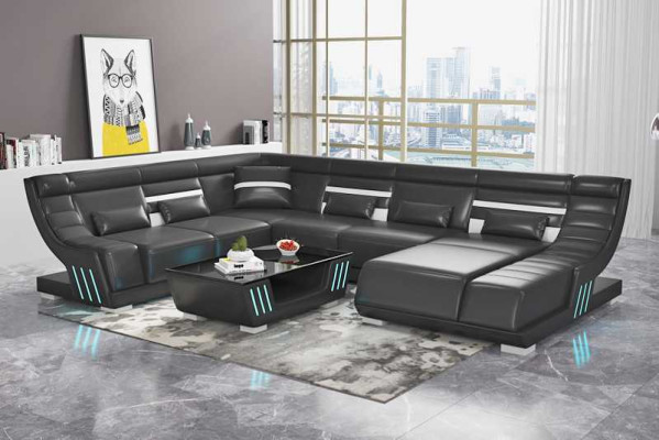 Design Sofas Living landscape Sofa U-shape Corner sofa Brown Couches Furniture