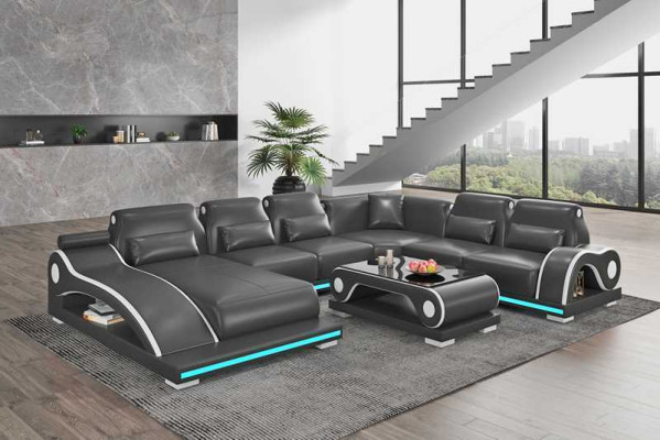 Living landscape XXL Sofa U-shape Big Corner sofa Leather sofa Brown Sofas new