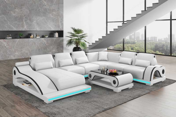 Living landscape XXL Sofa U-shape Big Corner sofa Leather sofa Brown Sofas new