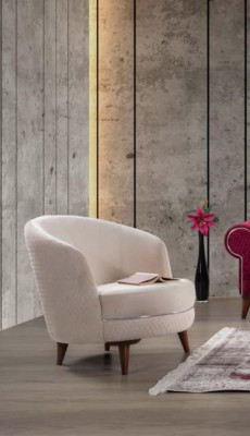 Armchair Single Seater Couch Textile Living room Upholstery Furniture White Textile new