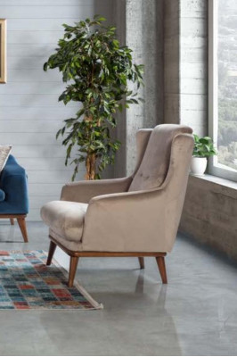 Luxury Armchair Upholstery Italian Real wood Modern Furniture Single Seater