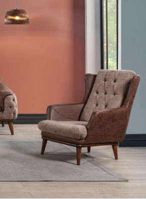 Luxury Armchair Upholstery Brown Italian Style Design Modern Furniture new