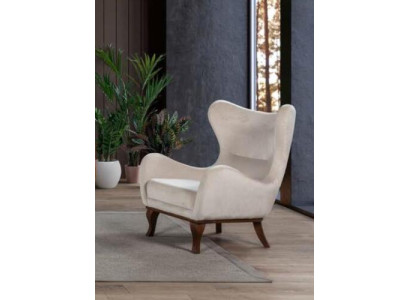 Upholstery Armchair Furniture Designer Wing Chair Single Seater White TV