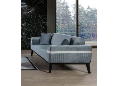 Sofa 3 Seater Textile Sofas Blue Fabric Upholstery Furniture Modern Three Seater