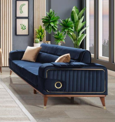 Sofas Fabric Design Three Seater Luxury Sofa 3 Seater Couch Furniture Blue